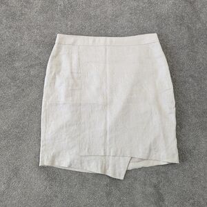 Solo Moda Women's Linen Mini Skirt Size 8 Cream Office Business Casual
